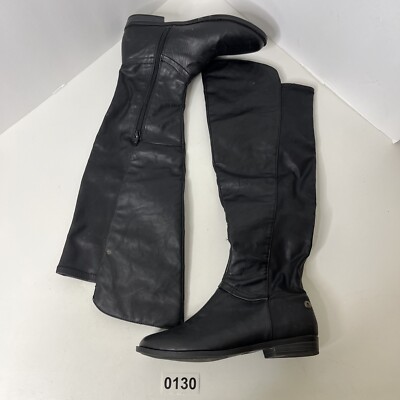 Call It Spring Black Faux Leather Side Zip Thin Knee High Boots Women’s Sz 