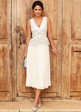 Wedding Dress Evening Bridal Dress Midi Pleated Skirt Lace Detail Kaileidoscope