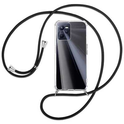 Handykette für Realme C35 (RMX3511, 6.6'') schwarz Hülle mit Band Kordel