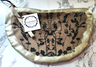 Planetarium Handpainted Crescent Zippered Wristlet Pouch Boho 12'' x 7'' New
