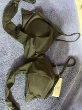 Beachsissi Black High Waist Tie Swim 2 pc Bikini Set  BCX001198 -L-NWT