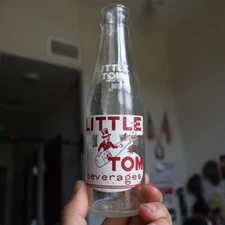 VINTAGE Little Tom Beverages 6oz Bottle 1960s Era RED Label (mfr. Cleveland, OH)