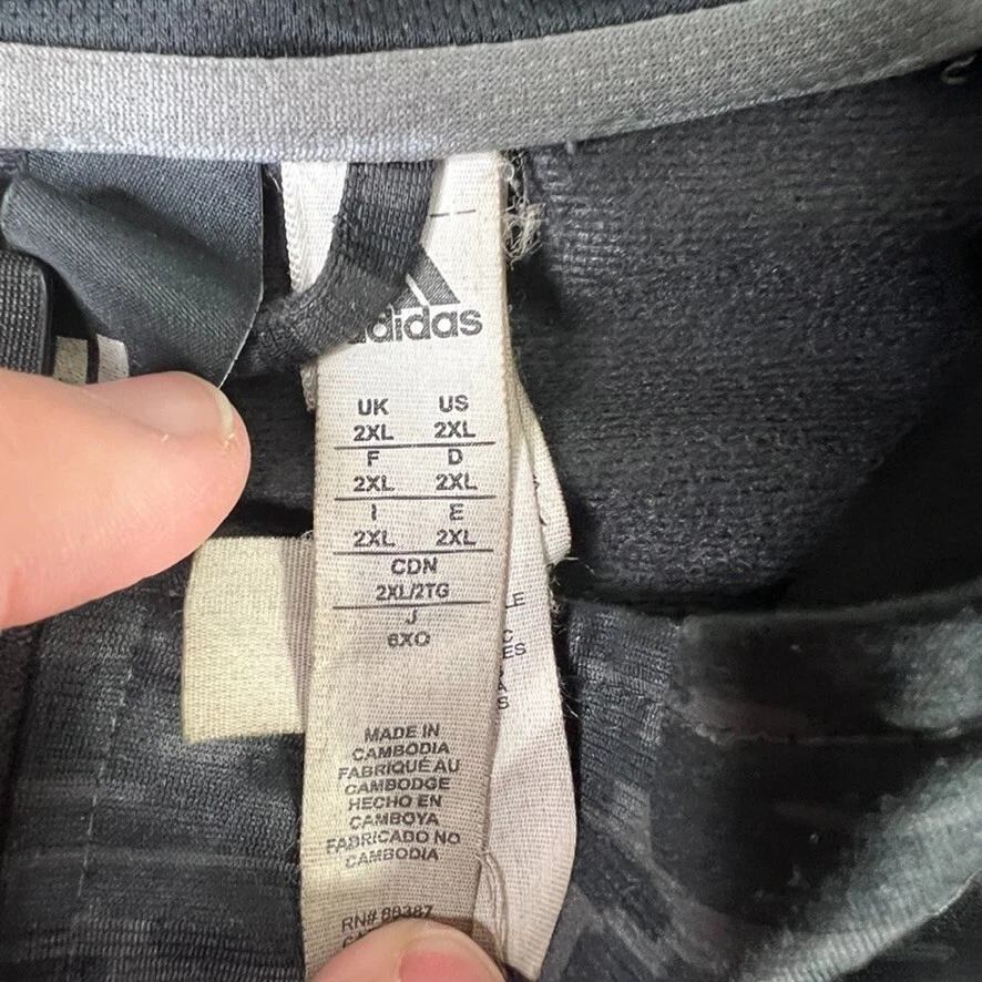 Jaqueta Adidas Masculina 2XL Preta Cinza Decote Simulado Zíper Completo Geométrica - Imagem 4 de 4