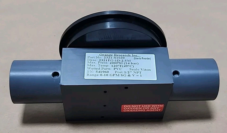 *NEW* Orange Research 2321-S1030 Flow Meter 200Psi 0-10Gpm SG & V=1 + Warranty! - Image 3 of 4