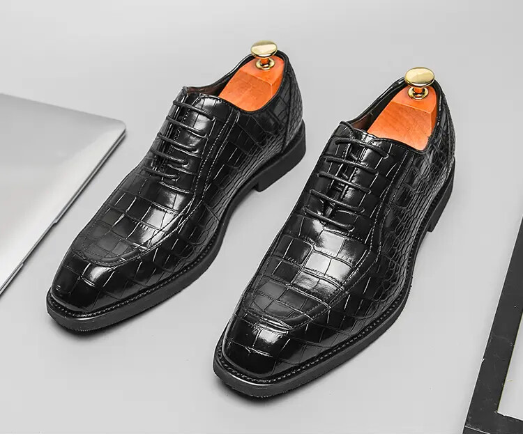 SAOLA Scarpe da uomo 38 46 stile retrò britannico stringate eleganti formali punta quadrata pelle PU