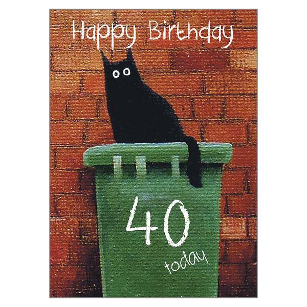 Bin Dave 40 Funny Black Cat 40th Birthday Card Greetings Vicky Mount Humorous