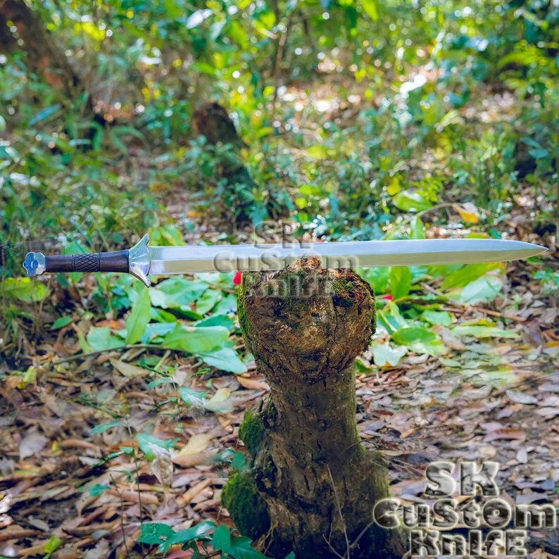 Espada Vikinga Hecha a Mano 5160 Resorte Acero Templado Doble Borde Espada 34" Foto 2 de 4