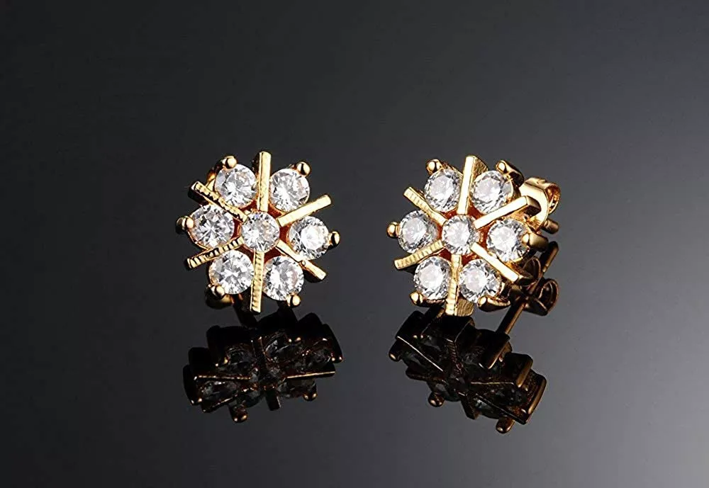 White stone stud earrings in gold deals