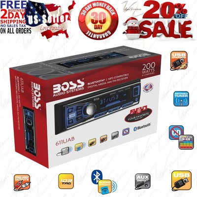 Boss Single Din Usb Aux Radio Car Stereo Receiver Audio Bluetooth