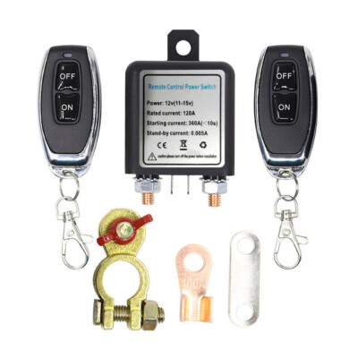 Wireless Dual Remote Car Battery Disconnect Relay Master Kill Cut-off Switch 12V