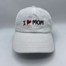 I Love Mom Hat Youth Kids Strapback White Embroidered Baseball Cap Mothers Day