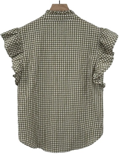 Veronica Beard Tenille Ruffled Sleeve Shirt Gingham Button XS - Bild 2 von 9
