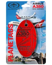 Qantas Airways Airbus A380-800 Tail #VH-OQE Red Aluminum Jet Plane Skin Bag Tag