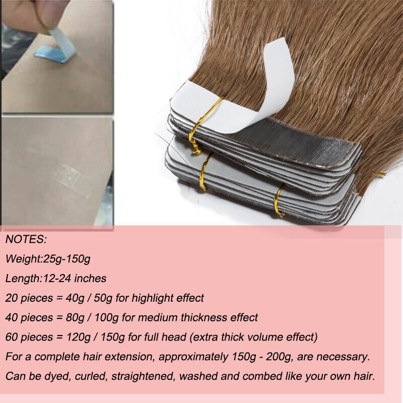 60PCS 150G THICK Tape In Russian 100% Remy Human Hair Extension Skin Weft US HOT Popularna, bezpłatna wysyłka
