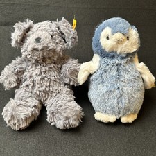 Authentic Steiff Paule Penguin, And Steiff Toni The Dog Plush Lot Of 2.