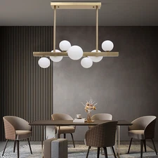 Modern 7-Light Linear Bubble Chandelier Glass Ball Ceiling Pendant Lamp Fixture