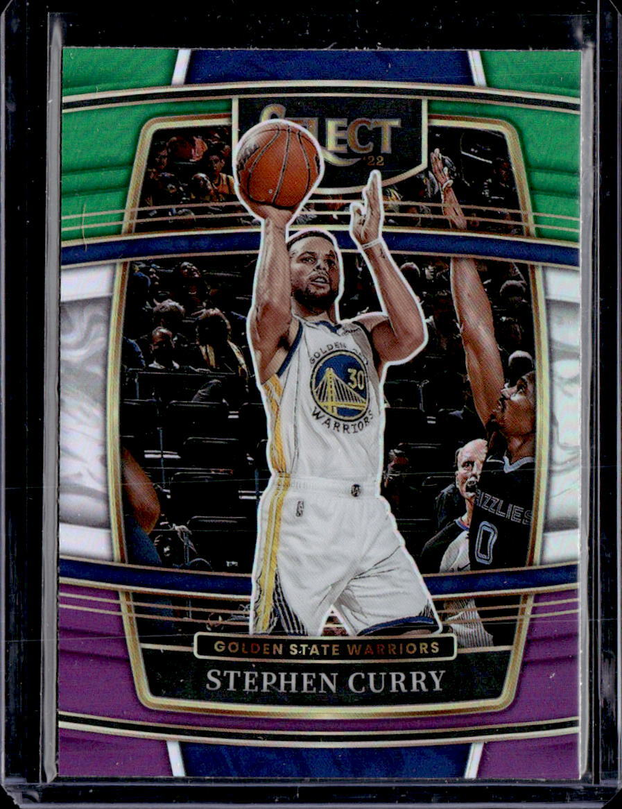 2021-22 Panini Select #94 Stephen Curry Green White Purple Prizms