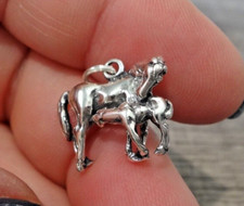 Plata de ley 3D 16x20x8 mm 4 gramos yegua de caballo con dije de potro lactante