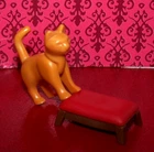 Vtg Playmobil Victorian Red Foot Rest Stool Cat Lot Mansion Furniture 5300 5305