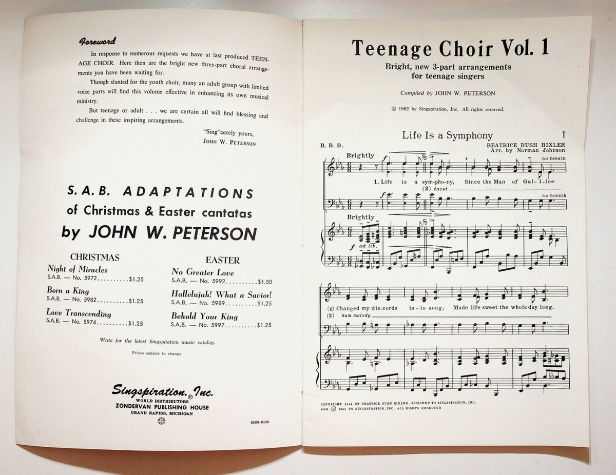 1962 Teenage Choir Vol. 1 Gospel Christian Singspiration Song