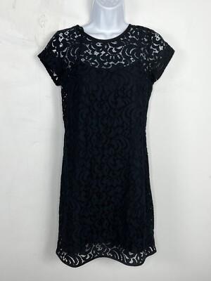 LOFT Womens Sheath Dress sz 0 Navy Blue Black Floral Lace Cap Sleeve Knee  Length | eBay