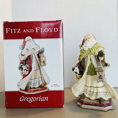 VTG Fitz And Floyd Gregorian Santa Claus Music Box Silent Night Christmas WORKS