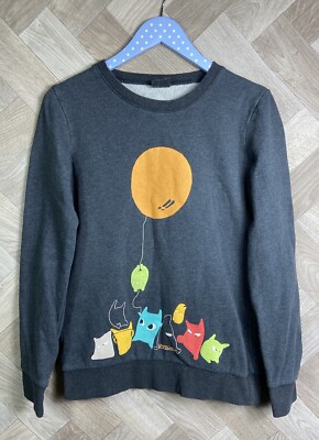 Em Polham Grey Graphic Balloon Print Sweatshirt Jumper Approx Size Small