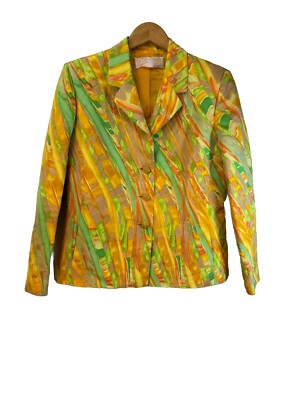 Genny Blazer Bold colorful bright made in Italy cotton silk size 12 designer