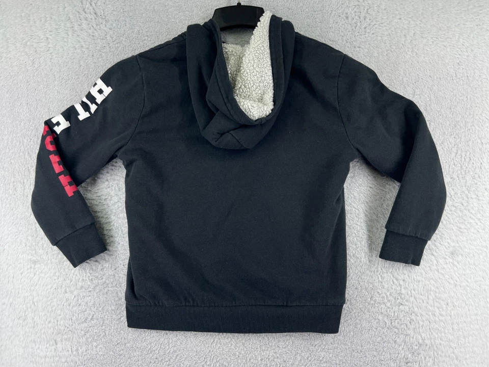 Tommy Hilfiger куртка молодежи L черный рукав печать шерпа с подкладкой толстовка с капюшоном полный молнии - Изображение 2 из 4