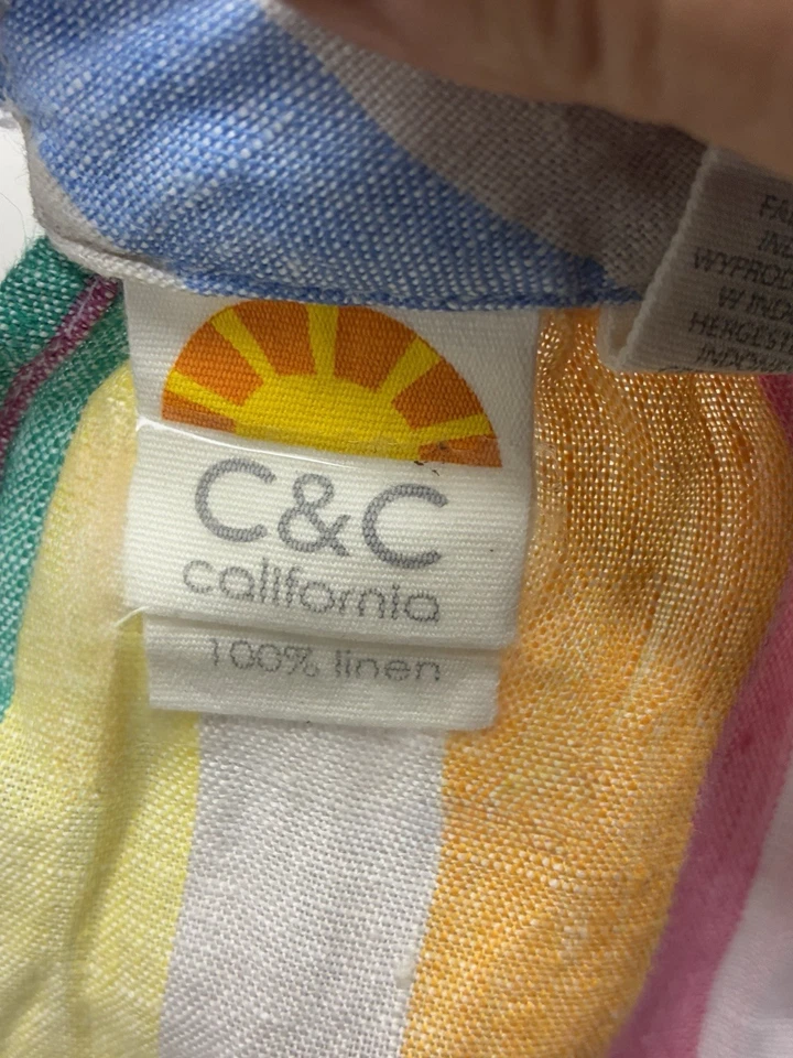 C & C California 100% Linen Halter Dress Women's Small Colorful Resort Wear - Image 4 of 4