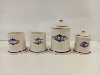 The 1869 Victorian Pottery Storage Jar Set Discuits Coffee Tea Garlic