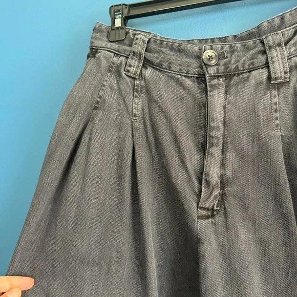 Pantalón Plisado Free People Para Mujer Talla 8 Negro Gris Cintura Alta Barril Boho Foto 2 de 4