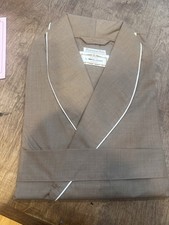Vintage Robe By Weldon  Wrap , Belted Size L Beige White Stripe