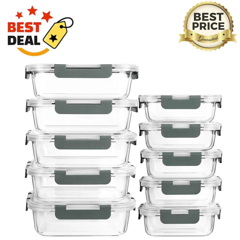 10-Pack Glass Meal Prep Containers Food Storage Containers with Lids For Kitchen