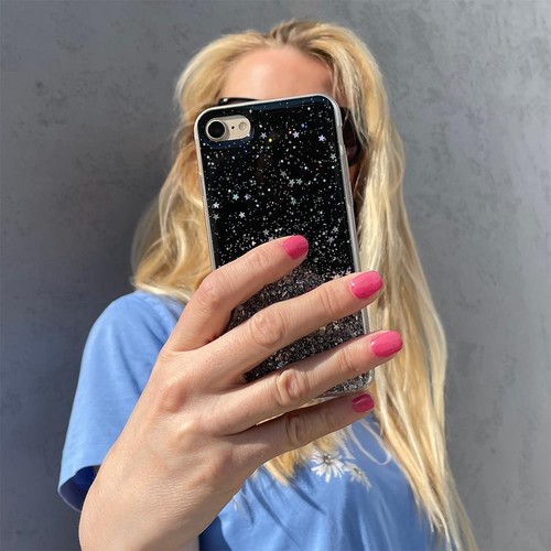 Star Glitter etui pokrowiec do iPhone 13 Pro błyszcząca brokatowa obudowa czarny - Zdjęcie 6 z 7