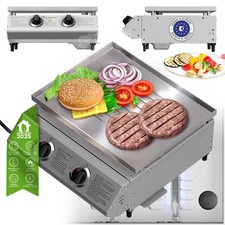 Gasgrill Tischgrill Edelstahl Grillplatte 6,3kW 2 Brenner BBQ Smash Burger …