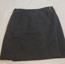 Herman Geist Wool Blend Academia Gray Wrap Front Mini Skirt Size 8P