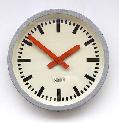 Dated Feb 1968. East German Industrial Factory Midcentury Vintage Wall Clock