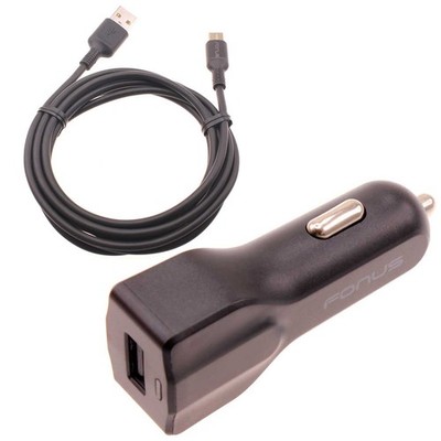 For Pixel 9a/9/10/Pro/XL - Car Charger 24W Fast 2-Port USB 6ft Cable Type-C