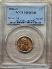 1934-D PENNY, PCGS MS 65 RD