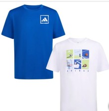 ADIDAS CREW NECK YOUTH TEE 2-PACK COLOR BLUE/WHITE SIZE LARGE 14-16