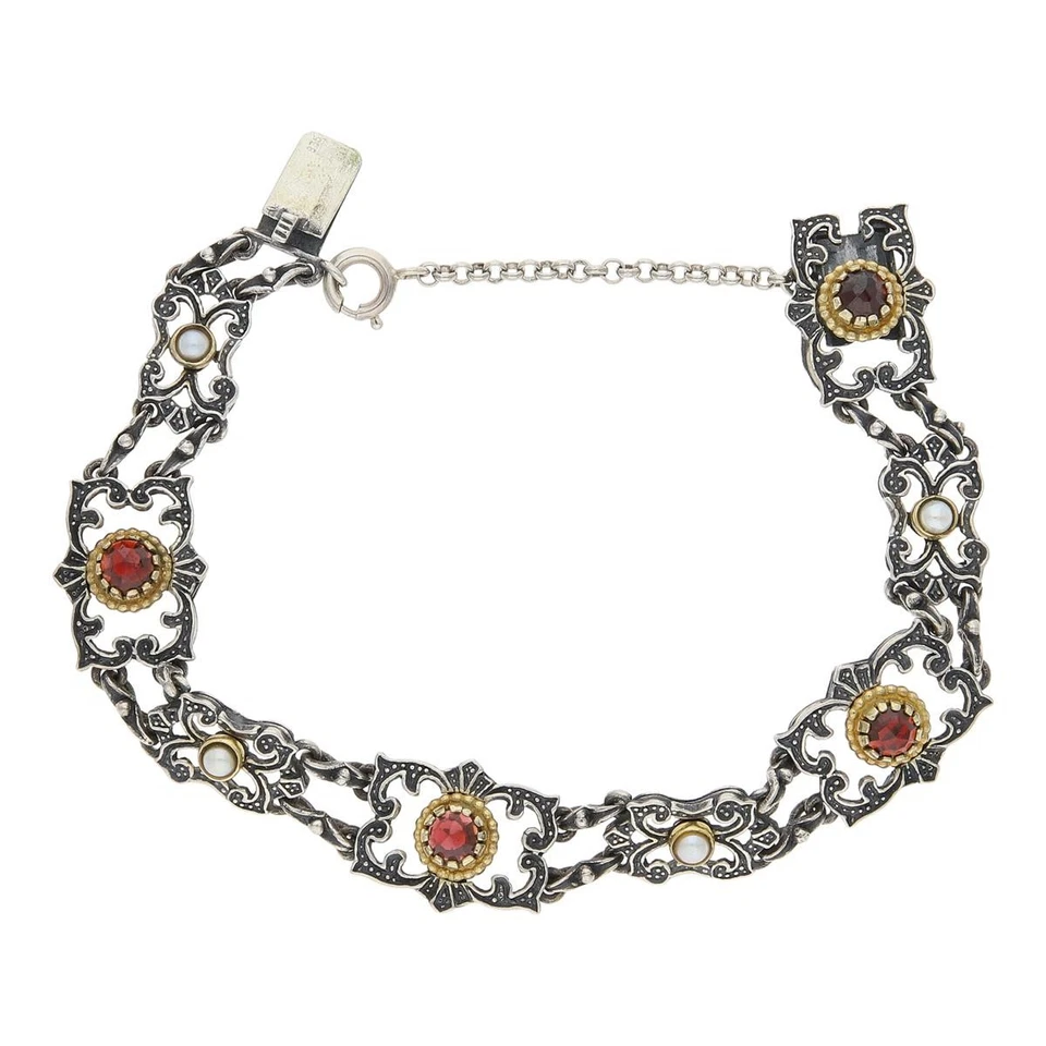 Trachten Armband echt Silber mit Granat und Perle 25324376 getragen - Bild 3 von 4