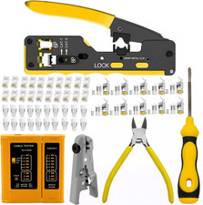 RJ45 Crimp Tool Kit with 10PCS Cat7 Connectors  Network Tester