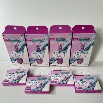 8pc Schick Hydro Silk 3 Hydra-Boost Razor W/2 Refills + 4 Cartridges (Total 24 )