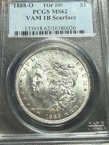 1888-O Morgan Silver Dollar Scarface MS62 Vam-1b TOP-100 Huge Scar Face Pcgs