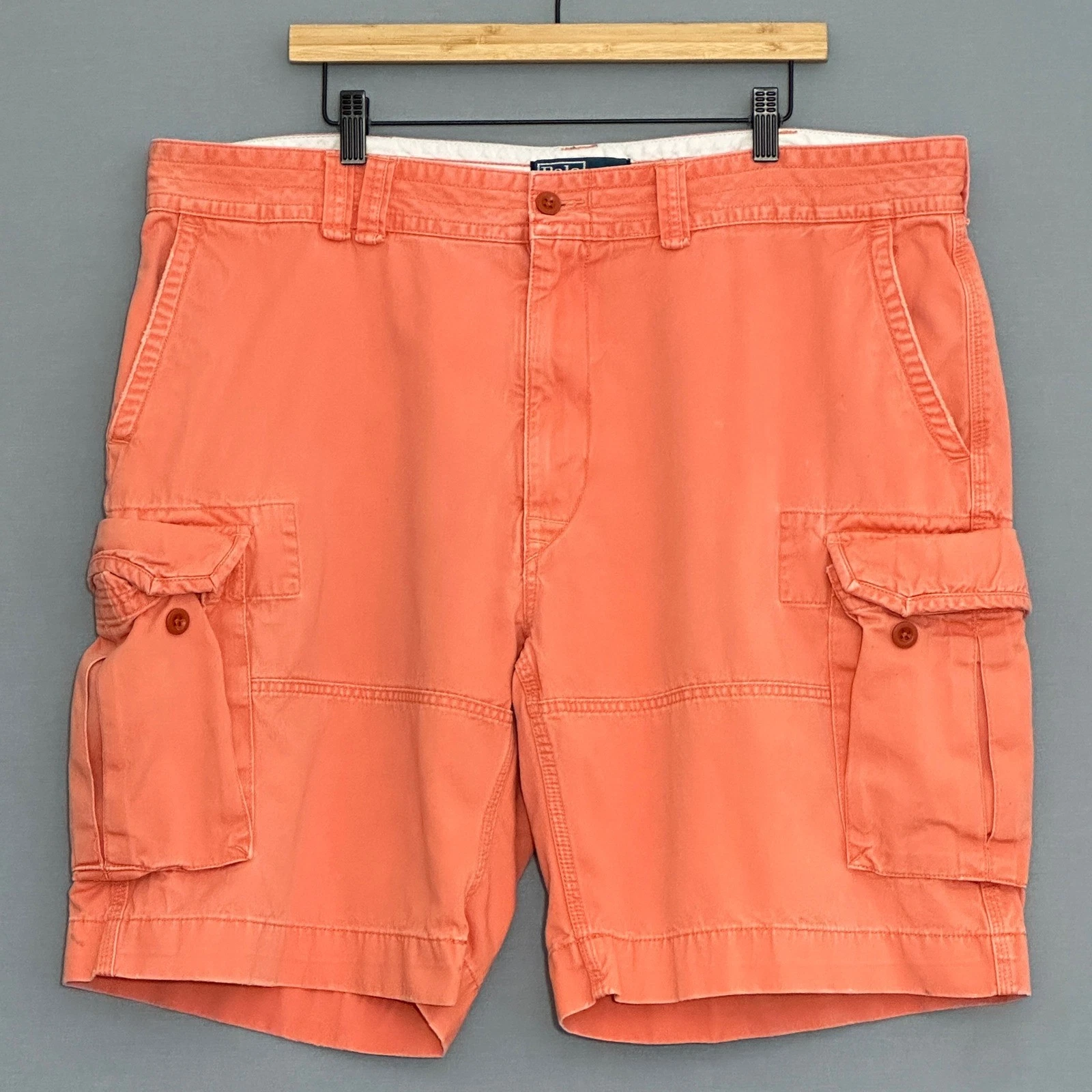 Polo Ralph Lauren Men Cargo Shorts 42 Sunwash Orange Classic Fit Twill Gorpcore