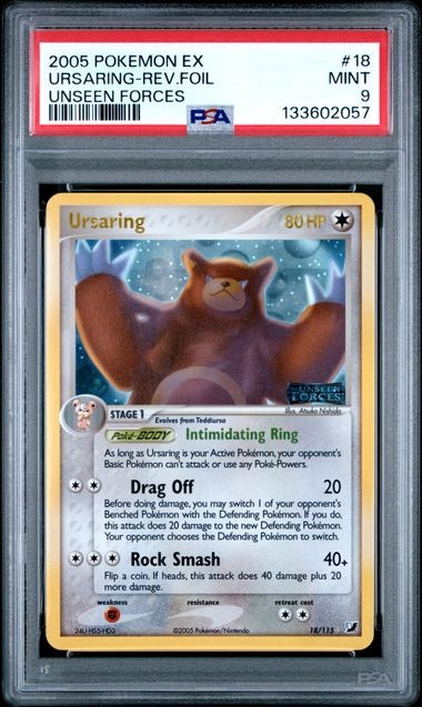 2005 EX Unseen Forces Ursaring Reverse Holo Foil 18 PSA 9 - POP 67 - NEW CERT