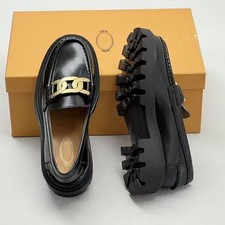 Tod's Platform Twist Buckle Loafers Women's, Cowhide, British Leather Shoes