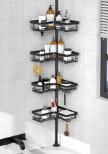 Corner Shower Caddy Tension Pole - Shower Tension Rod Organizer, Floor to Ceilin