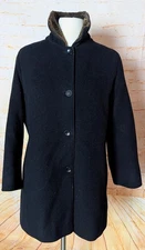 Gimo's Black Cashmere Blend Brown Shearling Coat Sz 44 US 6